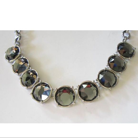 New Lia Sophia InfinitMe Necklace in Smoky Gray faceted resin stones- 18” silver - Picture 6 of 11